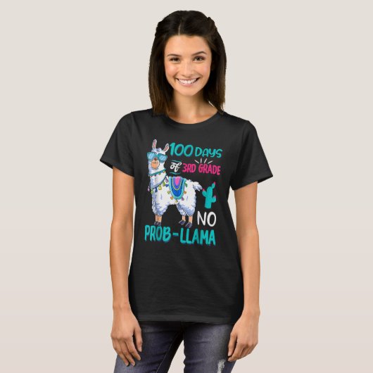 100 Days Of School No Probllama Llama 3rd Grade Te T-Shirt (Vorne ganz)