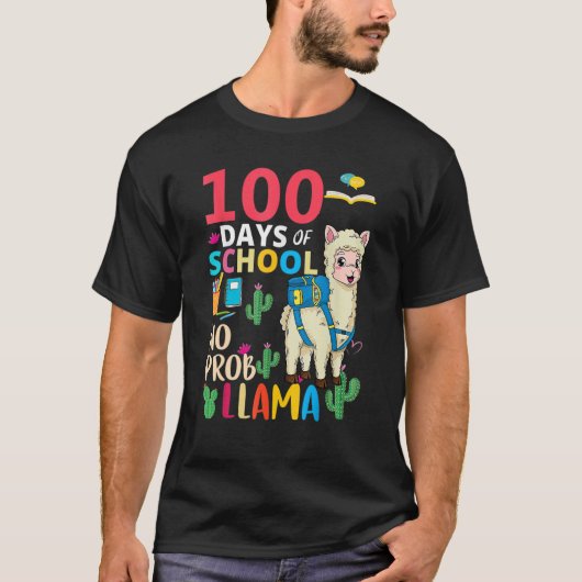 100 Days Of School No Probllama Llama 6th Grade Te T-Shirt (Vorderseite)