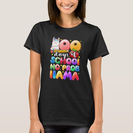 100 Days of School No Probllama Llama Gift Kids Gi T-Shirt (Vorderseite)