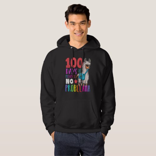 100 Days of School No Probllama Llama Happy 100th Hoodie (Vorne ganz)