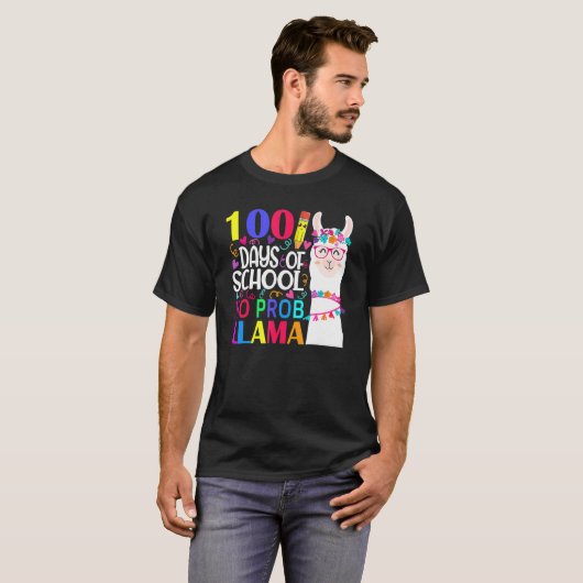 100 Days Of School No Probllama Llama Happy 100th  T-Shirt (Vorne ganz)