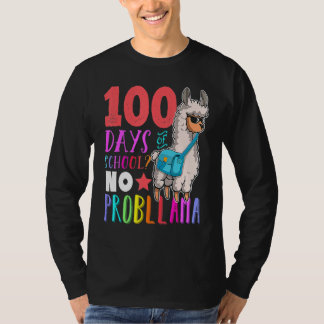 100 Days of School No Probllama Llama Happy 100th T-Shirt