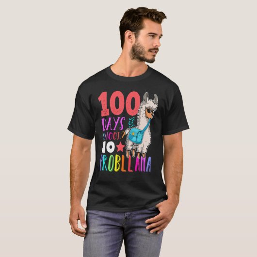 100 Days Of School No Probllama Llama Happy 100th T-Shirt (Vorne ganz)