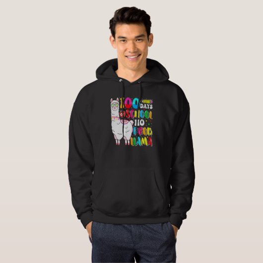 100 Days Of School No Probllama Llama Lover Happy Hoodie (Vorne ganz)