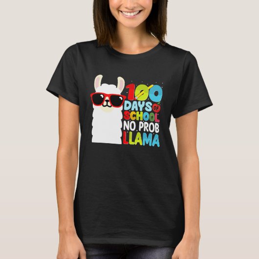 100 Days Of School No Probllama Llama Lover Studen T-Shirt (Vorderseite)
