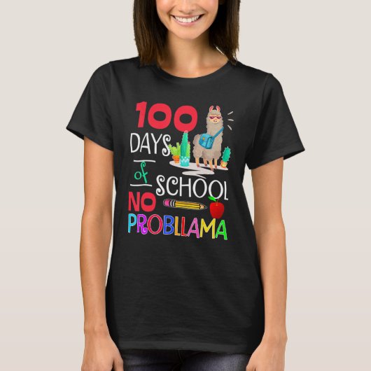 100 Days Of School No Probllama Llama Shirt Llama  (Vorderseite)