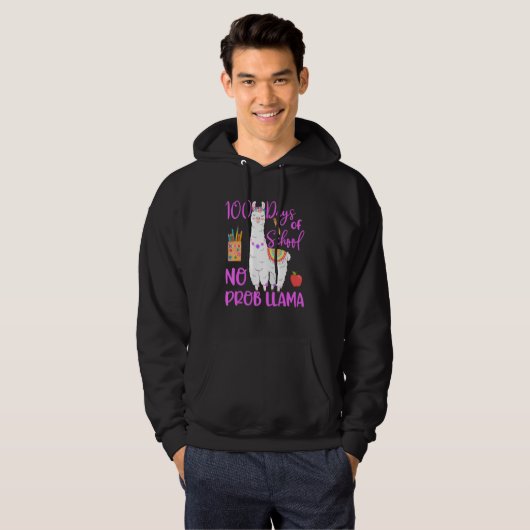 100 Days Of School No Probllama Llama Teacher 100t Hoodie (Vorne ganz)