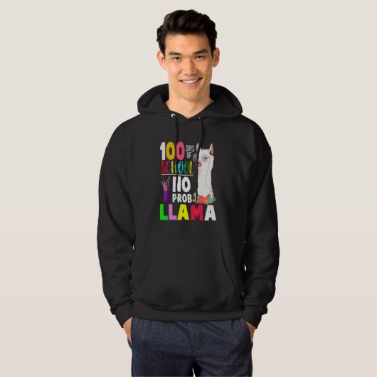 100 Days of School No Probllama Llama Teachers Stu Hoodie (Vorne ganz)
