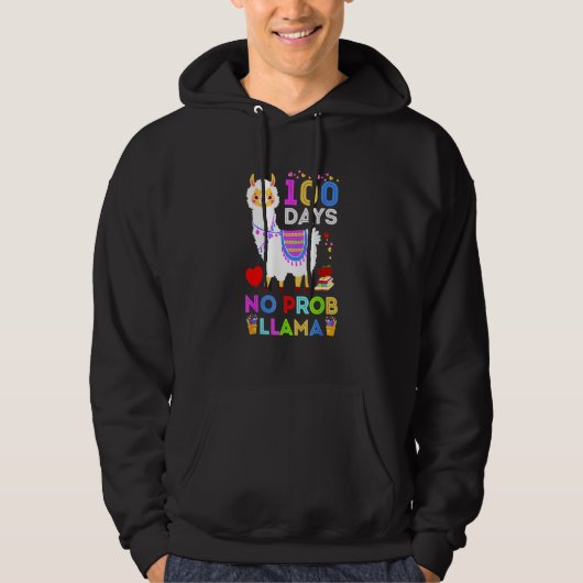 100 Days Of School No Probllama Llama Teachers Stu Hoodie (Vorderseite)