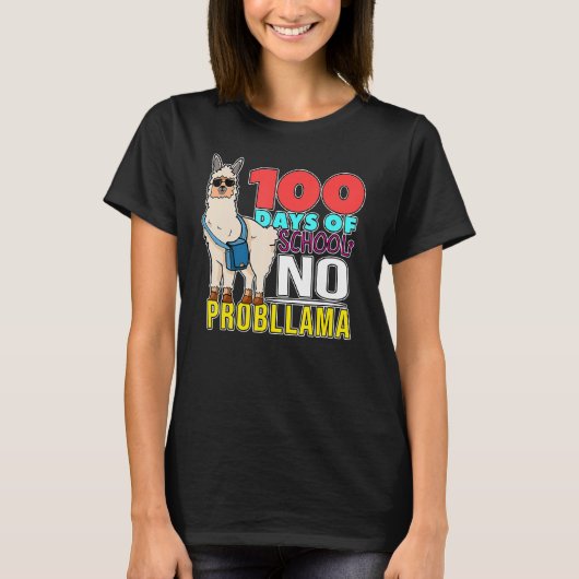 100 Days of School No Probllama Outfit Cute Llama  T-Shirt (Vorderseite)