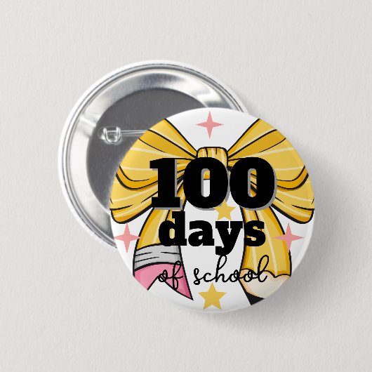 100 Days of School Pencil Bow Button (Vorne & Hinten)