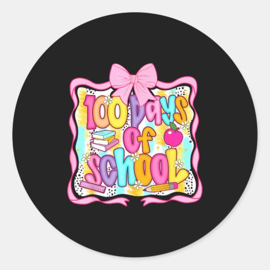 100 Days Of School Preppy 100th Day Of School Teac Runder Aufkleber (Vorderseite)