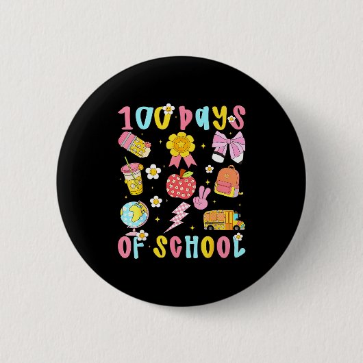 100 Days Of School Rainbow Bow Book Teacher Girl W Button (Vorderseite)