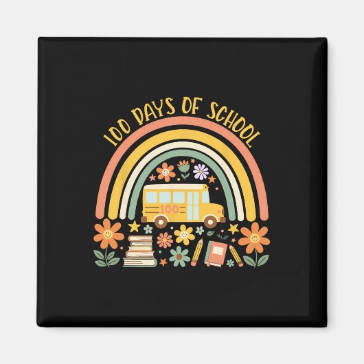 100 Days Of School Rainbow Bus Teacher Student 100 Magnet (Vorne)