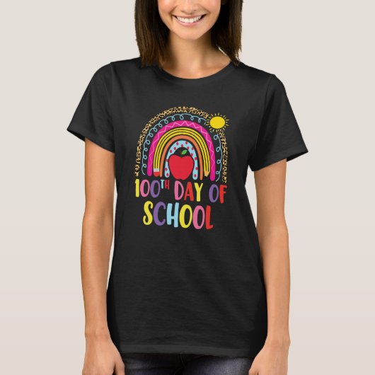 100 days of school Rainbow Leopard Girls 100th Day T-Shirt (Vorderseite)