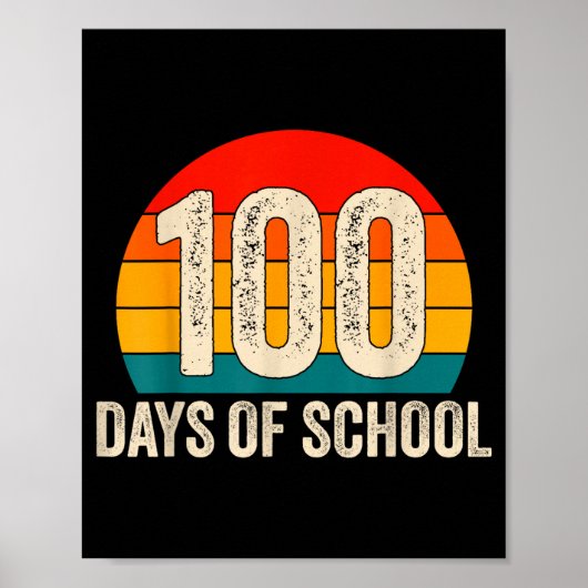 100 Days Of School Retro Teachers Boys 100th Day O Poster (Vorne)