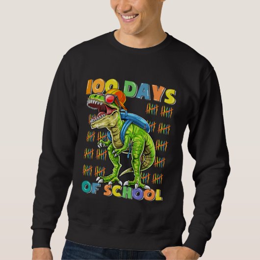 100 Days Of School  rex 100 Days Smarter 100th Day Sweatshirt (Vorderseite)