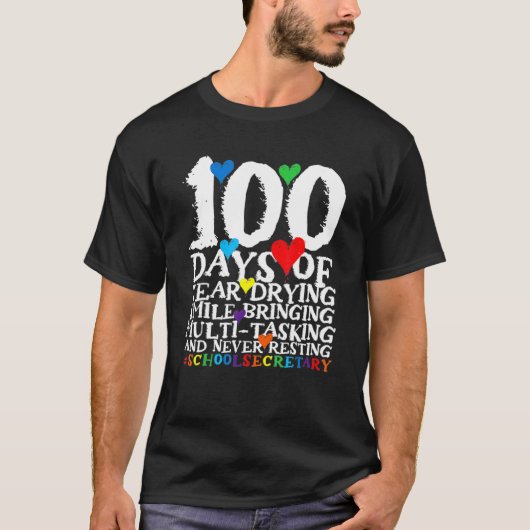100 Days Of School School Secretary T-Shirt (Vorderseite)