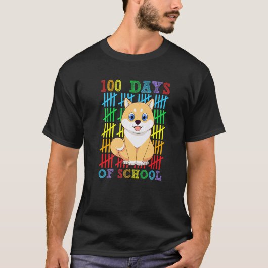 100 Days of School Shiba Inu Dog Lover Cool 100th T-Shirt (Vorderseite)