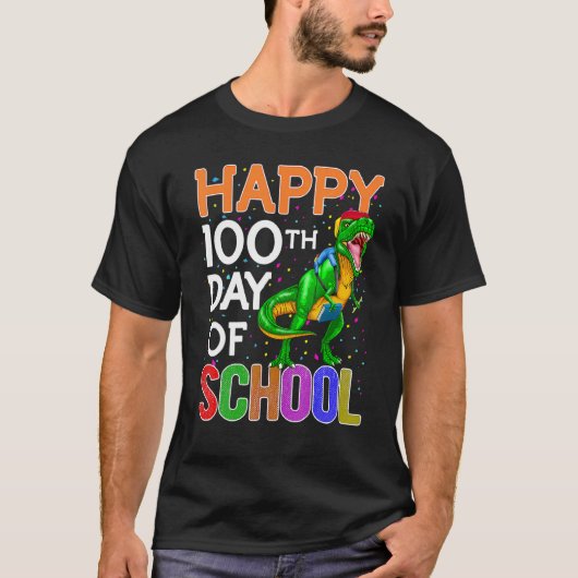 100 Days Of School Shirt Kids Boy Dinosaur T Rex P (Vorderseite)