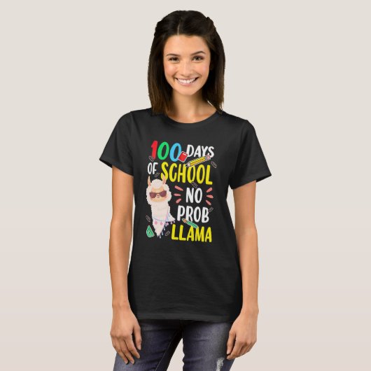 100 Days of School Shirt No Probllama Llama 100th (Vorne ganz)