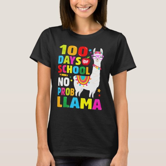 100 Days Of School Shirt No Probllama Llama 100th (Vorderseite)