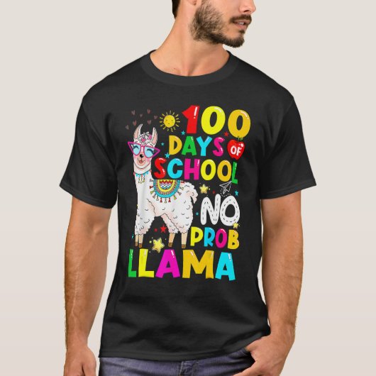 100 Days Of School Shirt No Probllama Llama 100th (Vorderseite)