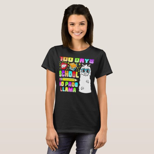 100 Days of School Shirt No Probllama Llama 100th  (Vorne ganz)
