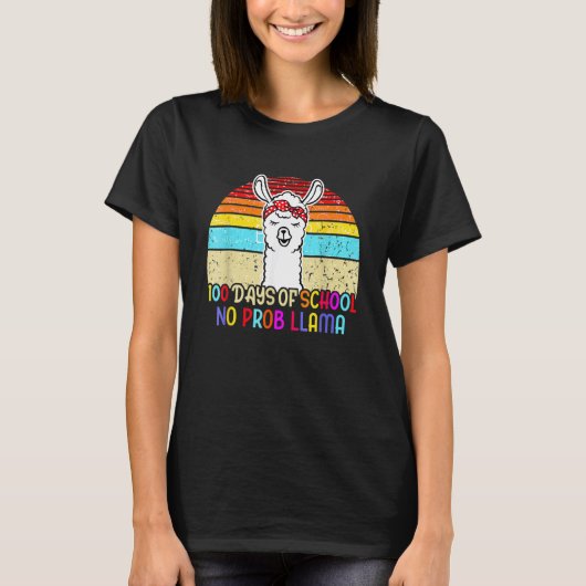 100 Days Of School Shirt No Probllama Llama 100th (Vorderseite)
