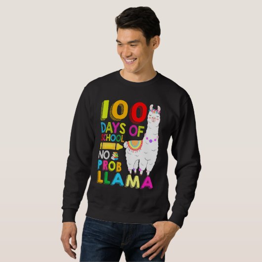 100 Days Of School Shirt No Probllama Llama 100th  (Vorne ganz)