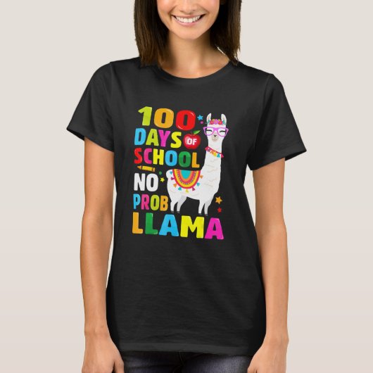 100 Days of School Shirt No Probllama Llama 100th (Vorderseite)