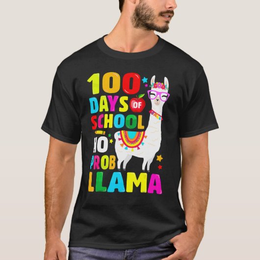 100 Days Of School Shirt No Probllama Llama 100th (Vorderseite)