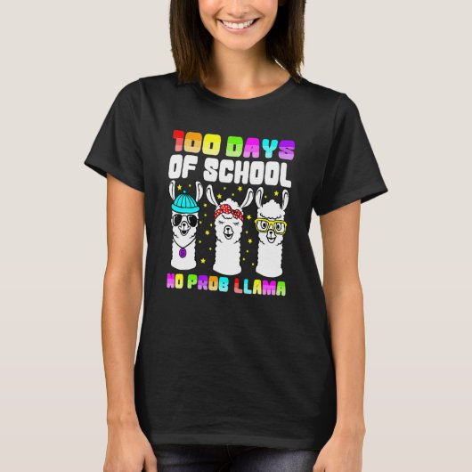 100 Days Of School Shirt No Probllama Llama 100th (Vorderseite)