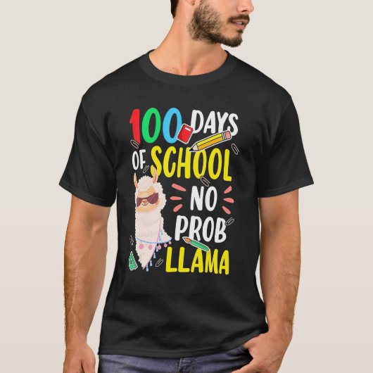 100 Days of School Shirt No Probllama Llama 100th  (Vorderseite)