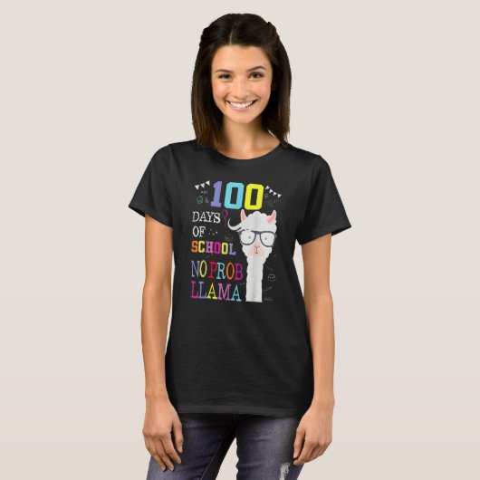 100 Days Of School Shirt No Probllama Llama 100th (Vorne ganz)