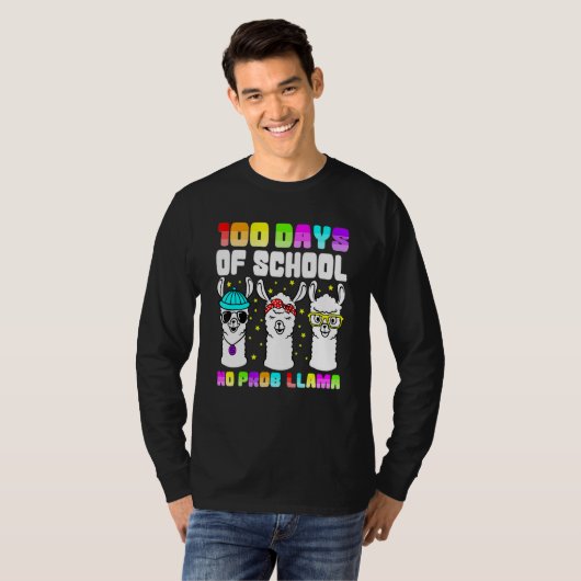 100 Days Of School Shirt No Probllama Llama 100th (Vorne ganz)