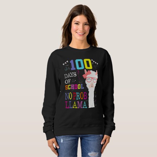 100 Days Of School Shirt No Probllama Llama 100Th (Vorne ganz)