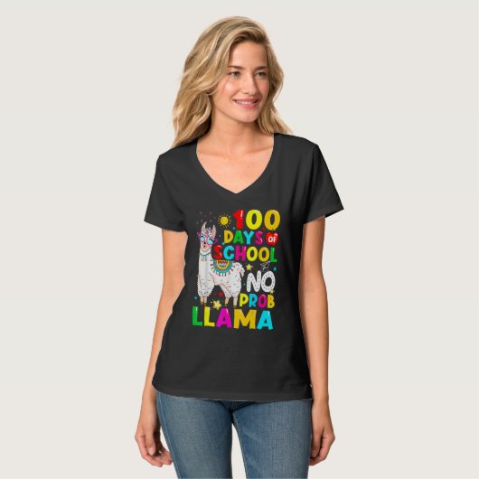 100 Days Of School Shirt No Probllama Llama 100th (Vorderseite Vollansicht)