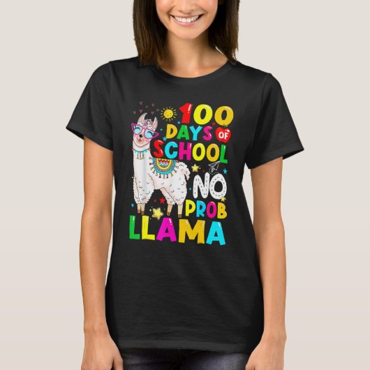 100 Days Of School Shirt No Probllama Llama 100th (Vorderseite)