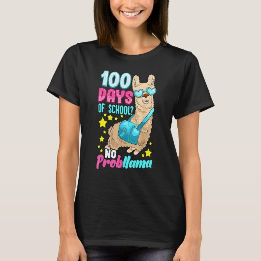 100 Days Of School Shirt No Probllama Llama 100th  (Vorderseite)
