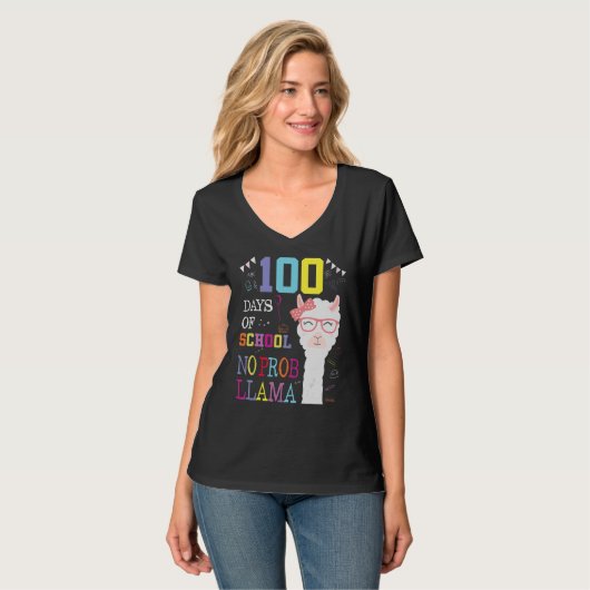 100 Days Of School Shirt No Probllama Llama 100Th (Vorderseite Vollansicht)