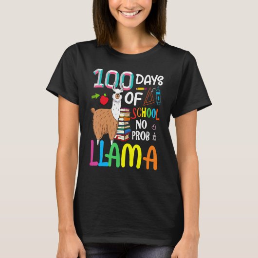 100 Days Of School Shirt No Probllama Llama 100th (Vorderseite)