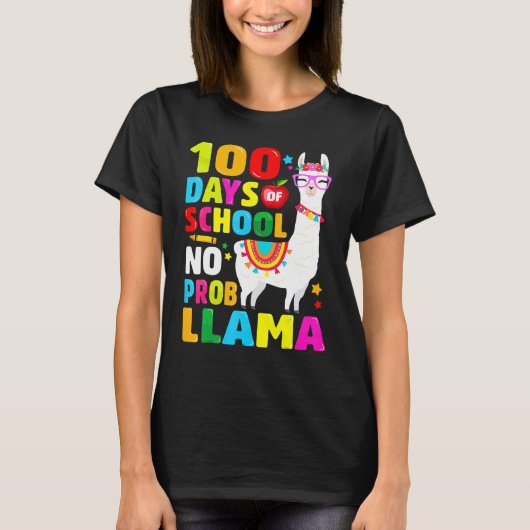 100 Days of School Shirt No Probllama Llama 100th (Vorderseite)