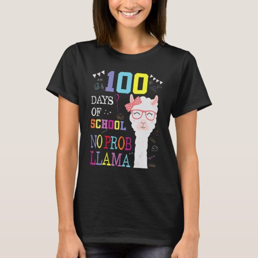 100 Days Of School Shirt No Probllama Llama 100th (Vorderseite)