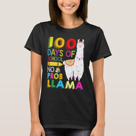 100 Days Of School Shirt No Probllama Llama 100th  (Vorderseite)