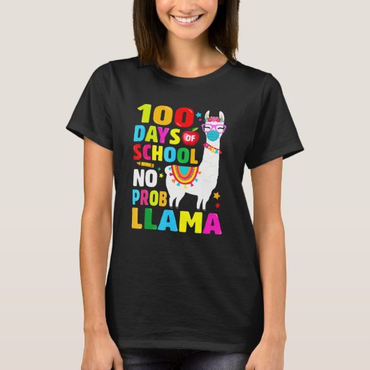 100 Days Of School Shirt No Probllama Llama Face M (Vorderseite)