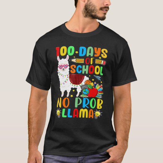 100 Days of School Shirt No Probllama Llama Plaid (Vorderseite)