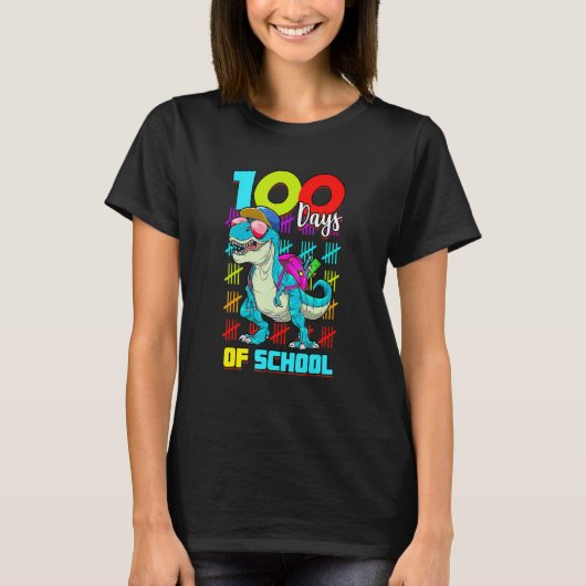 100 Days Of School Shirt T Rex 100 Days Smarter 10 (Vorderseite)
