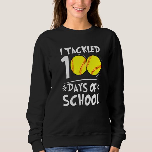 100 Days of School Softball Teacher Kids 100th Day Sweatshirt (Vorderseite)