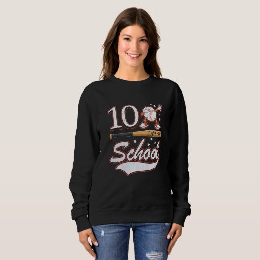 100 Days Of School Sports Game Baseball Player Stu Sweatshirt (Vorne ganz)